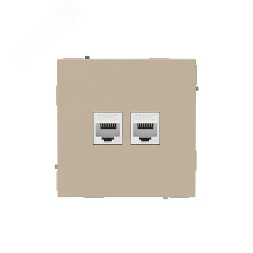 Компьютерная розетка RJ-45 без шторки, кат.5е двойная, KANT, ванильный марципан