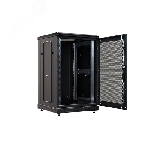 Шкаф телекоммуникационный напольный 27U 800x1000 ШТ-НП-М-27U-800-1000-П-Ч, передняя дверь перфорация, черный