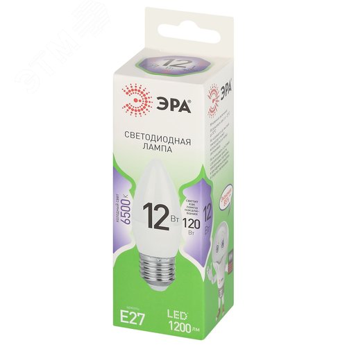 Лампа светодиодная LED 12 Вт 1200Лм 6500К свеча холодный E27 220-240В LED B35-12W-865-E27 Green Line