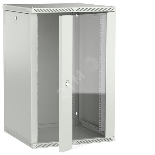 LINEA W Шкаф настенный 18U 600х600мм дверь стекло серый 2.0