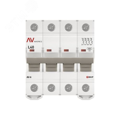 Выключатель автоматический AV-6 4P 40A (L) 6kA AVERES