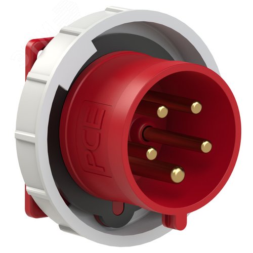 Вилка встраиваемая 32А/400V/3P+N+E/IP67, фланец 75x75
