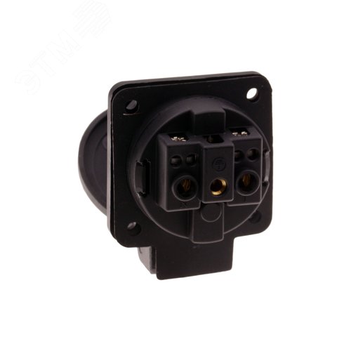 Розетка встраиваемая 16A/250V/2P+E/IP54 подключение сзади 50х50 черная