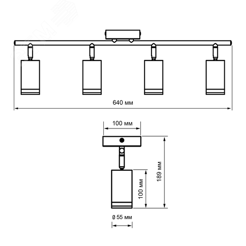 Светильник декоративный ДПО 0104 4xGU10 черный 230V IP20 JazzWay