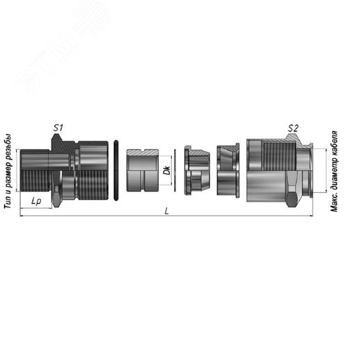 Ввод кабельный Ех ВКВБ1-ЛР-G1 1/2-33-38 1Ex db e II Gb X ГОФРОМАТИК