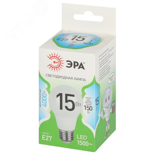 Лампа светодиодная LED 15 Вт 1500Лм 4000К груша нейтральный E27 220-240В LED A60-15W-840-E27 Green Line