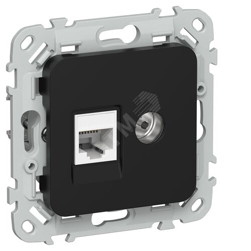 FLITE Розетка 2-местная RJ45/TV категория 5Е UTP РКТВ5е-2-0-ФлЧ черный