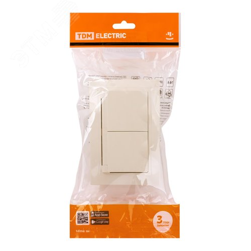 Розетка двойная 2П+З с защ. шт. и крышкой 16А 250В IP44 (основание пластик) сл. кость Таймыр TDM