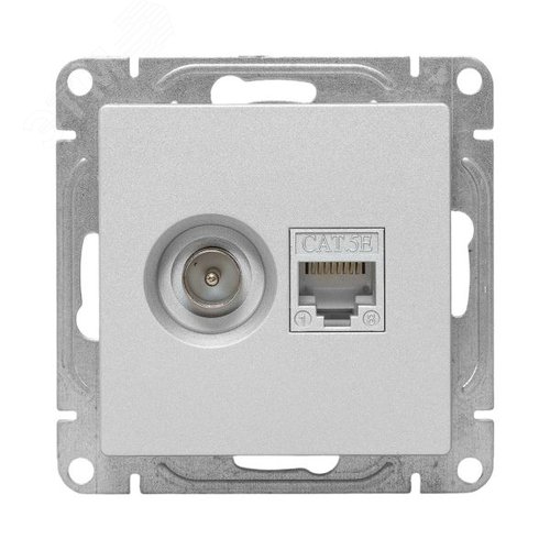 Механизм розетки TV+RJ45 (cat5) алюминий Эпика EKF