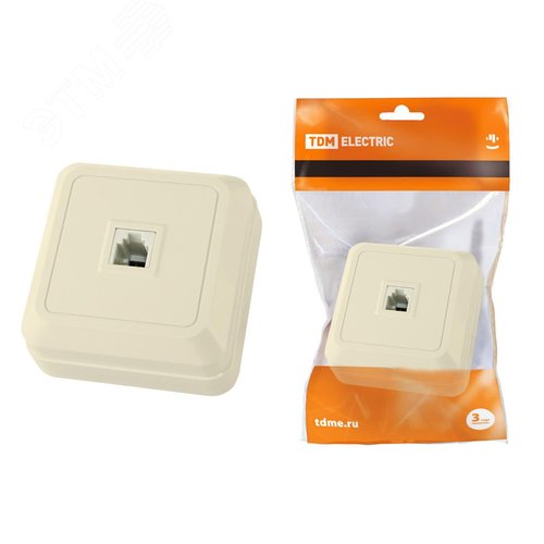 Розетка TФ (RJ-11) открытой установки IP20, сл. кость Ладога