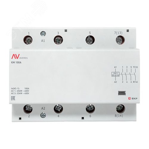 Контактор модульный КМ 100А 4NO 230VAC (6 мод.) AVERES
