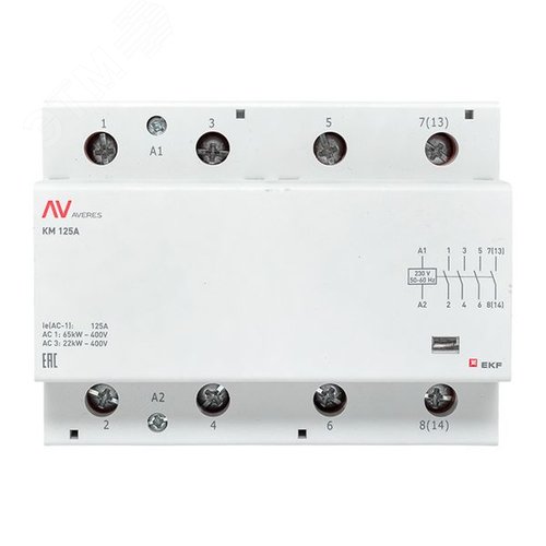 Контактор модульный КМ 125А 4NO 230VAC (6 мод.) AVERES