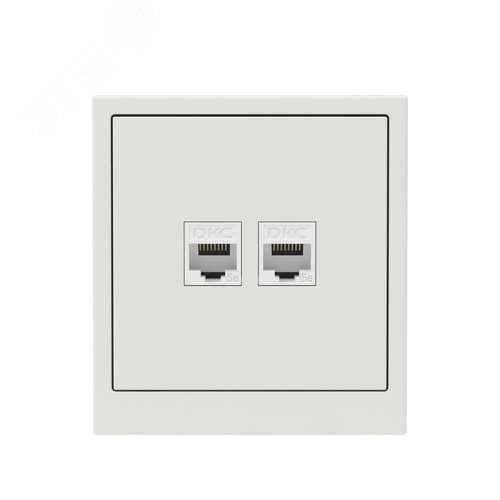 Компьютерная розетка RJ-45 без шторки, кат.5е двойная, KANT, белый песок