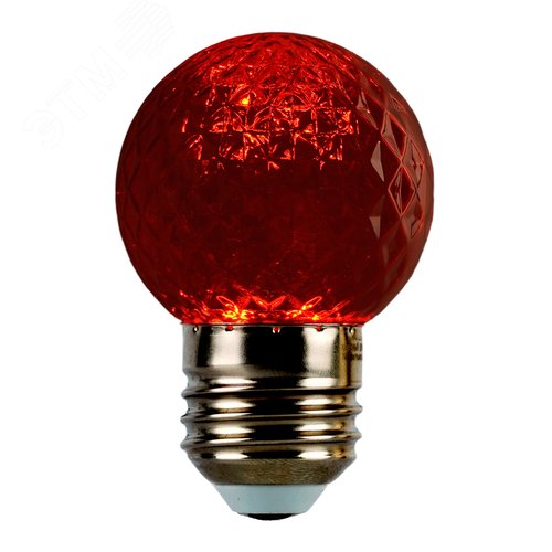 Лампа светодиодная LED 1вт Е27 красный прозрачный шар