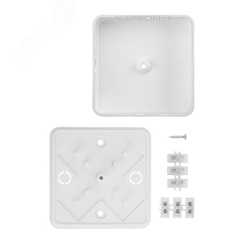 Коробка распаячная КР 75х75х20 ОП белая IP40 с клем. колодкой инд. штрихкод TDM