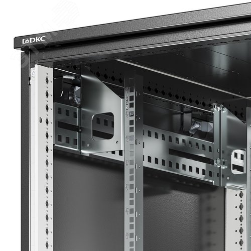 Шкаф напольный разобранный 19'' IT-CQE-N 42U 800x800 мм, крыша с вырубкой, сплошная металл и двойная сплошная металл, двойные боковые панели, черный RAL9005