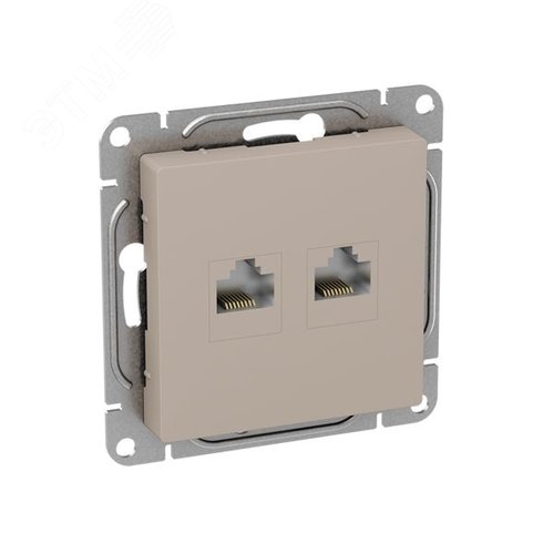 Механизм розетки RJ45 - 2шт, (cat6), кремовый Эпика EKF