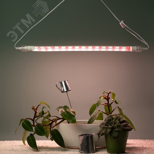 Светильник для растений, фитолампа светодиодная линейная FITO-9W-Rа90-Т8+FITO-Holder IP65 2хG13 с выключателем, 1.5м