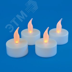 Фигура светодиодная Свеча-таблетка на батарейках CR2032 (в/к) в составе набора из 4 штук 1 светодиод Теплый белый свет ULD-F070 WARM WHITE TEACANDLE SET4 TM Uniel