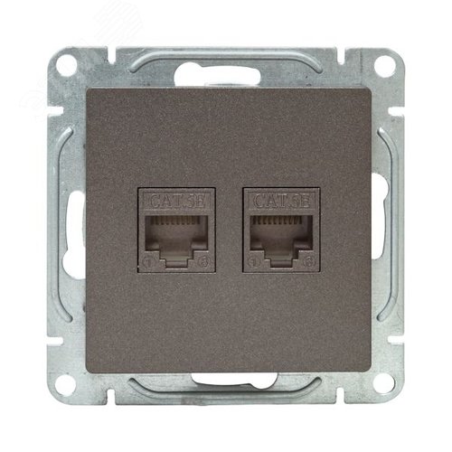 Механизм розетки RJ45 - 2шт (cat5) мокко Эпика EKF