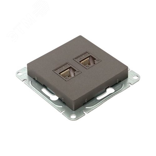 Механизм розетки RJ45 - 2шт (cat5) мокко Эпика EKF