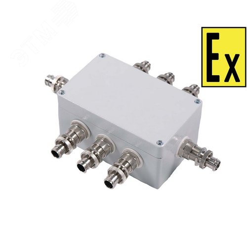 Коробка коммутационная взрывозащищенная КВМК Exe-А-101608 (А(4КВ М20Б-Л)-(10х2,5ммП,1х4ммПPE) 1ExebIICT6GbХ/ExtbIIICT80°СDbХ, IP66/67,-60+80С алюминиевый сплав)