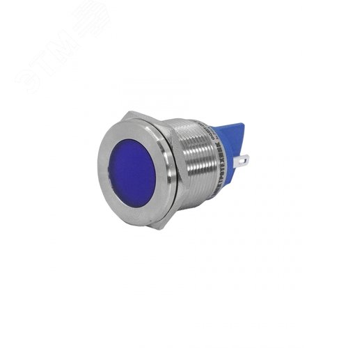 Индикаторная лампа GQ22T-D/L/B/220V/S, синяя, металл. корпус, светодиодная матрица d=22мм, 220В AC/DC (ЭТ)