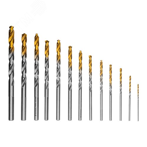 Набор сверл по металлу, 1,5-6,5мм, Р6М5-TiN, Golden Tip, 13 шт