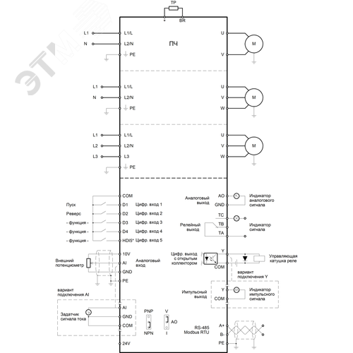 Преобразователь частоты NCI-G30-4B (30кВт/60А) 3~400(380)В, торм.модуль, ModbusRTU