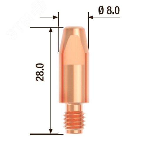 Наконечник контактный M6х28 мм ECU D0.9 мм (10 шт.)