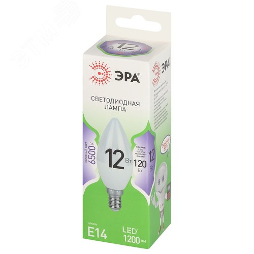 Лампа светодиодная LED 12 Вт 1200Лм 6500К свеча холодный E14 220-240В LED B35-12W-865-E14 Green Line