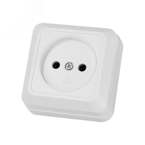 Розетка 2П открытой установки IP20 10А, белая ''Ладога''