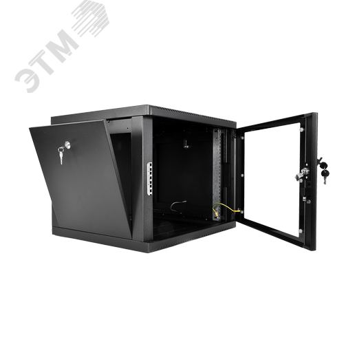 Шкаф 19'' телеком навесной разборный 9U (600 х 650) съемные стенки, дверь стекло, чёрный