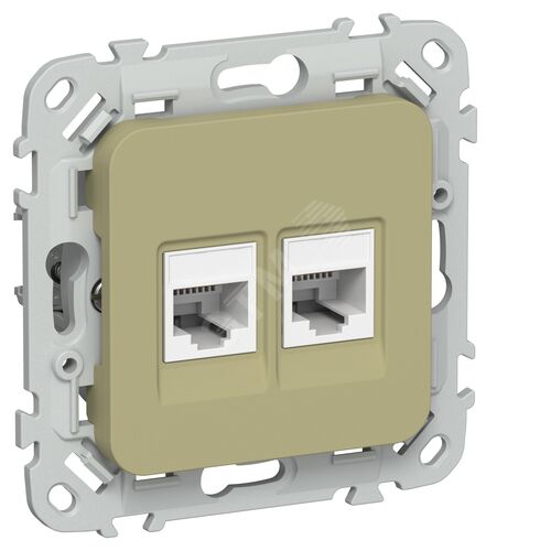 FLITE Розетка 2-местная компьютерная RJ45 категория 5Е UTP РК5е-2-0-ФлО оливковый