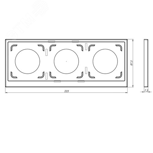 Рамка 3 поста IP44, KANT, черный уголь