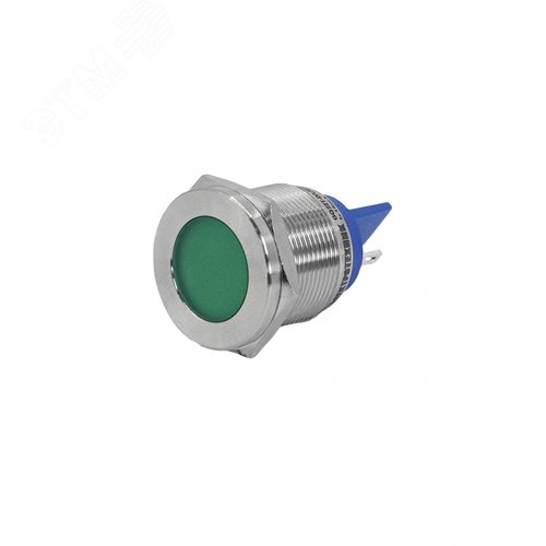 Индикаторная лампа GQ22T-D/L/G/220V/S, зелёная, металл. корпус, светодиодная матрица d=22мм, 220В AC/DC (ЭТ)