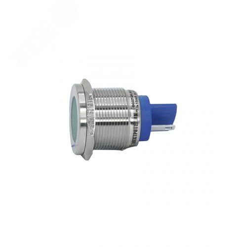 Индикаторная лампа GQ22T-D/L/G/220V/S, зелёная, металл. корпус, светодиодная матрица d=22мм, 220В AC/DC (ЭТ)