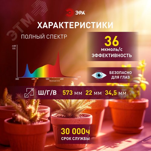 Светильник для растений фитолампа светодиодная линейная ФИТО-18W-PFR-GR полного спектра 18 Вт GREEN LINE