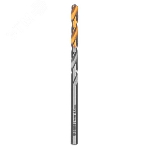 Сверло спиральное по металлу 4,5 x 80мм, Р6М5, Golden Tip