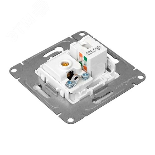 Механизм розетки TV+RJ45 (cat5) белый Эпика EKF