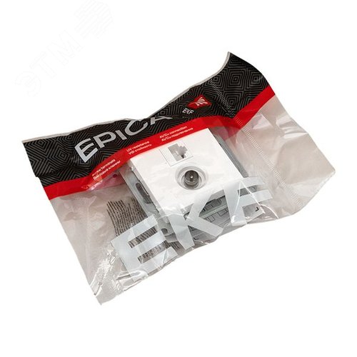 Механизм розетки TV+RJ45 (cat5) белый Эпика EKF