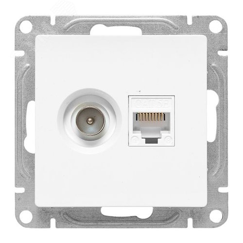 Механизм розетки TV+RJ45 (cat5) белый Эпика EKF