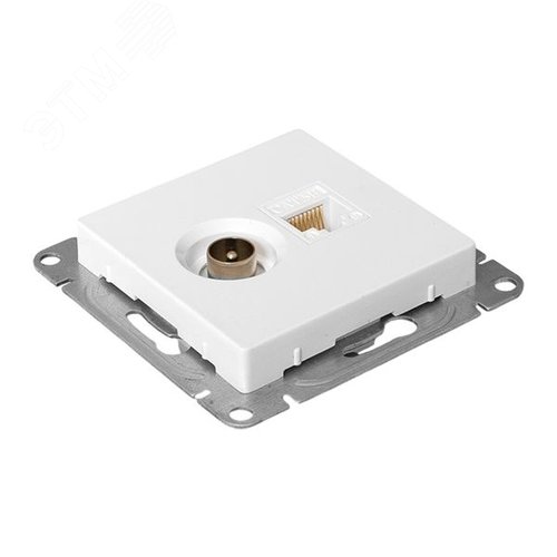 Механизм розетки TV+RJ45 (cat5) белый Эпика EKF