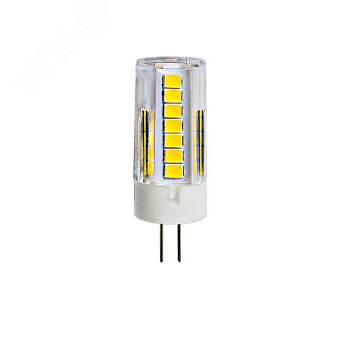 Лампа светодиодная прозрачная 5 Вт Теплый белый свет 3000К Картон ТМ LED-JC-220/5W/3000K/G4/CL GLZ09TR