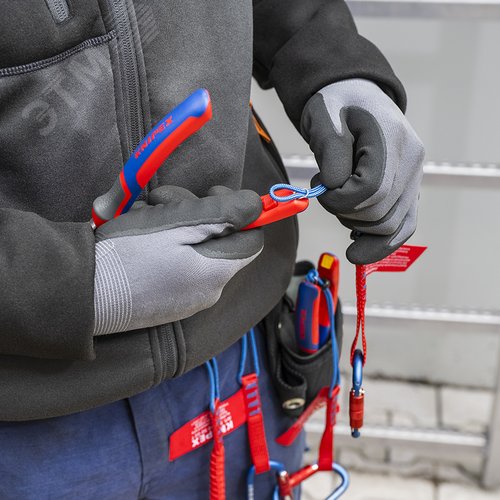 Набор клипс, KN-006110CR ColorCode Clip красная 3 шт, KN-006210TR TetheredTool Clip 3 шт, для маркировки и страховочной системы KNIPEX Tethered Tools