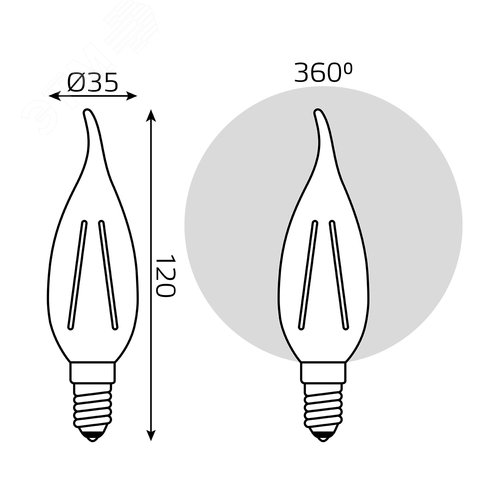Лампа светодиодная филаментная LED 12 Вт 750 лм 4100К свеча на ветру нейтральный E14 AC 220В прозрачная колба Elementary
