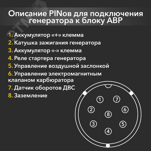 Генератор бензиновый KR8000EA, 8кВт, 25л, коннектор автоматики, электростартер