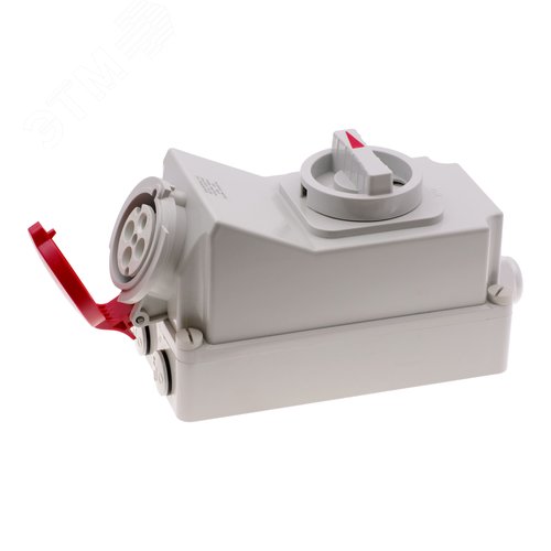 Розетка настенная с выключателем и механической блокировкой 32A/400V/3P+E/IP44