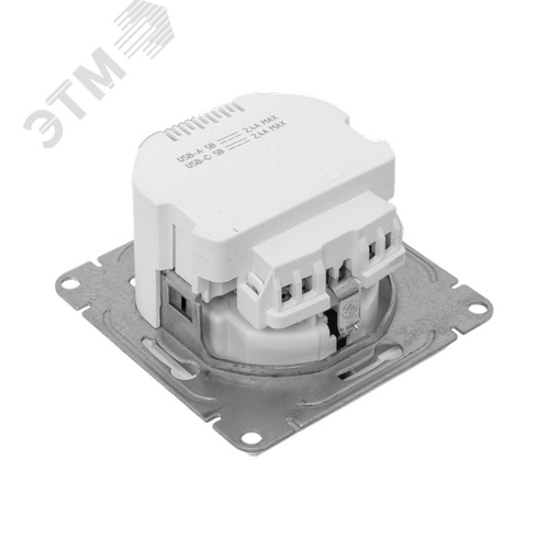 Механизм розетки с USB-A+С - 2шт, 16А, с заземлением, со шторками, белый Эпика EKF
