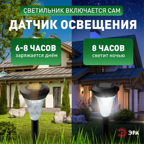 Светильник уличный SL-PL31-M Набор 10 шт на солнечной батарее, черный, 31 см